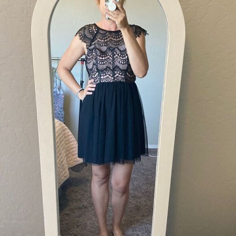 Black Lace Layered Skirts Dress Charlotte Russe Size L